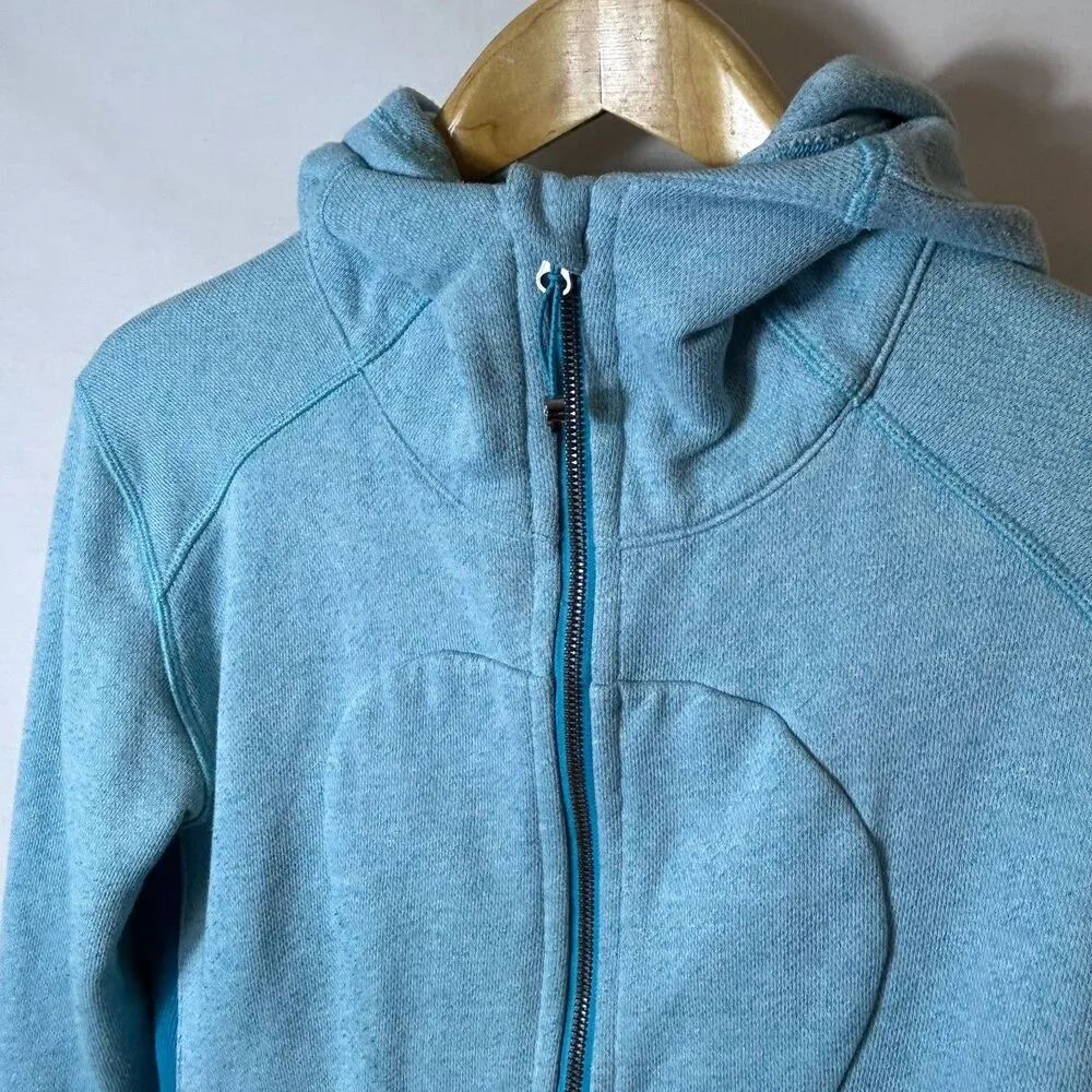 Lululemon On The Daily Women's Turquoise Blue Full Zipper Hooded Jacket Size 8